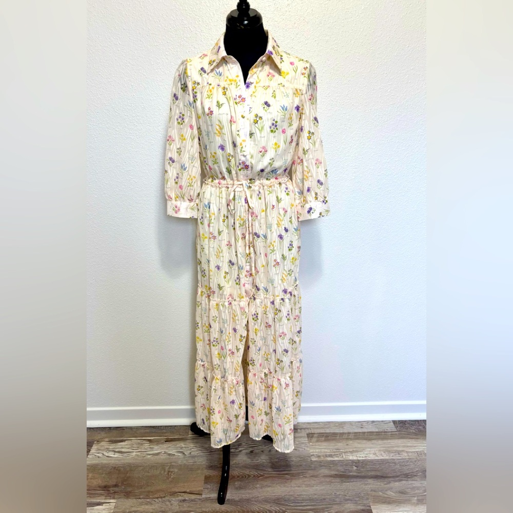 Spring Floral Maxi Dress Sheer